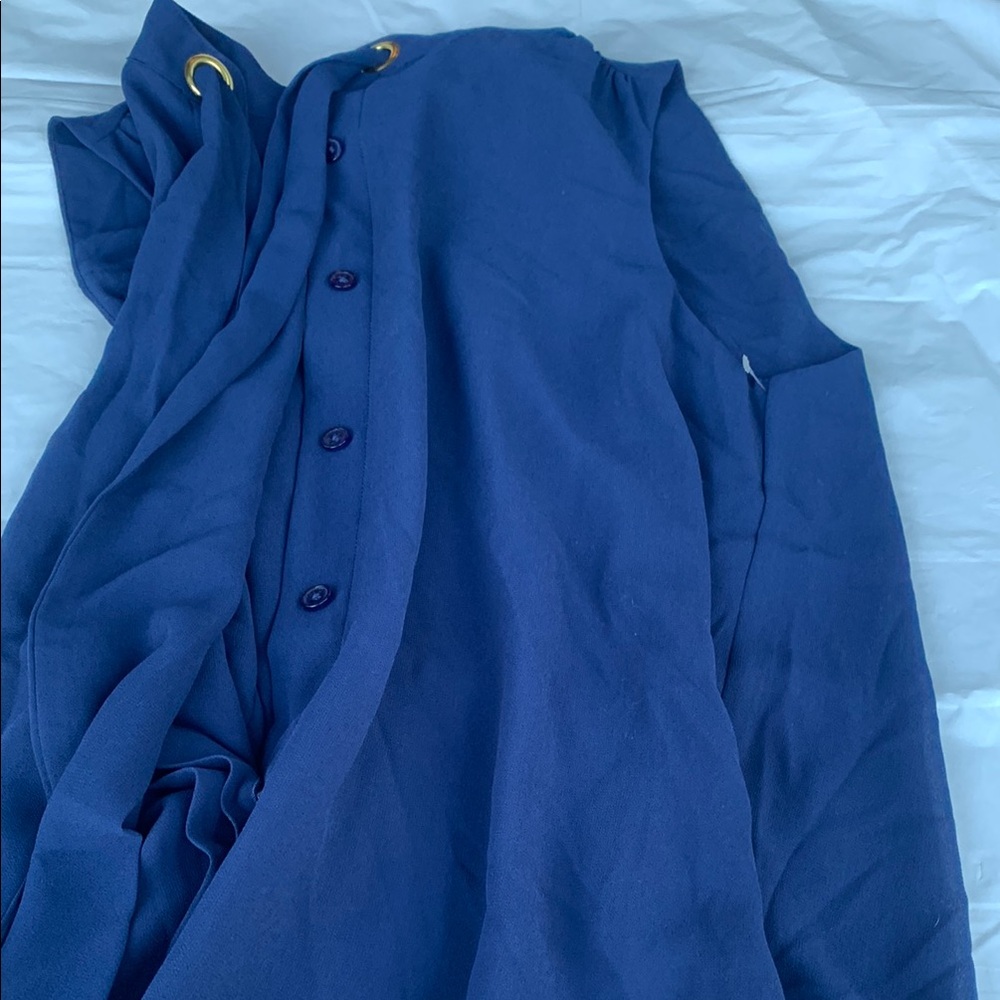 MICHAEL Michael Kors Blue Tie Front High-Low Top - Picture 7 of 10